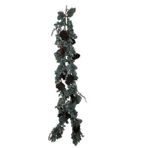Set Of‎ 2 Artificial Christmas Garland Mixed Pinecones Blue Eucalyptus Size 72in